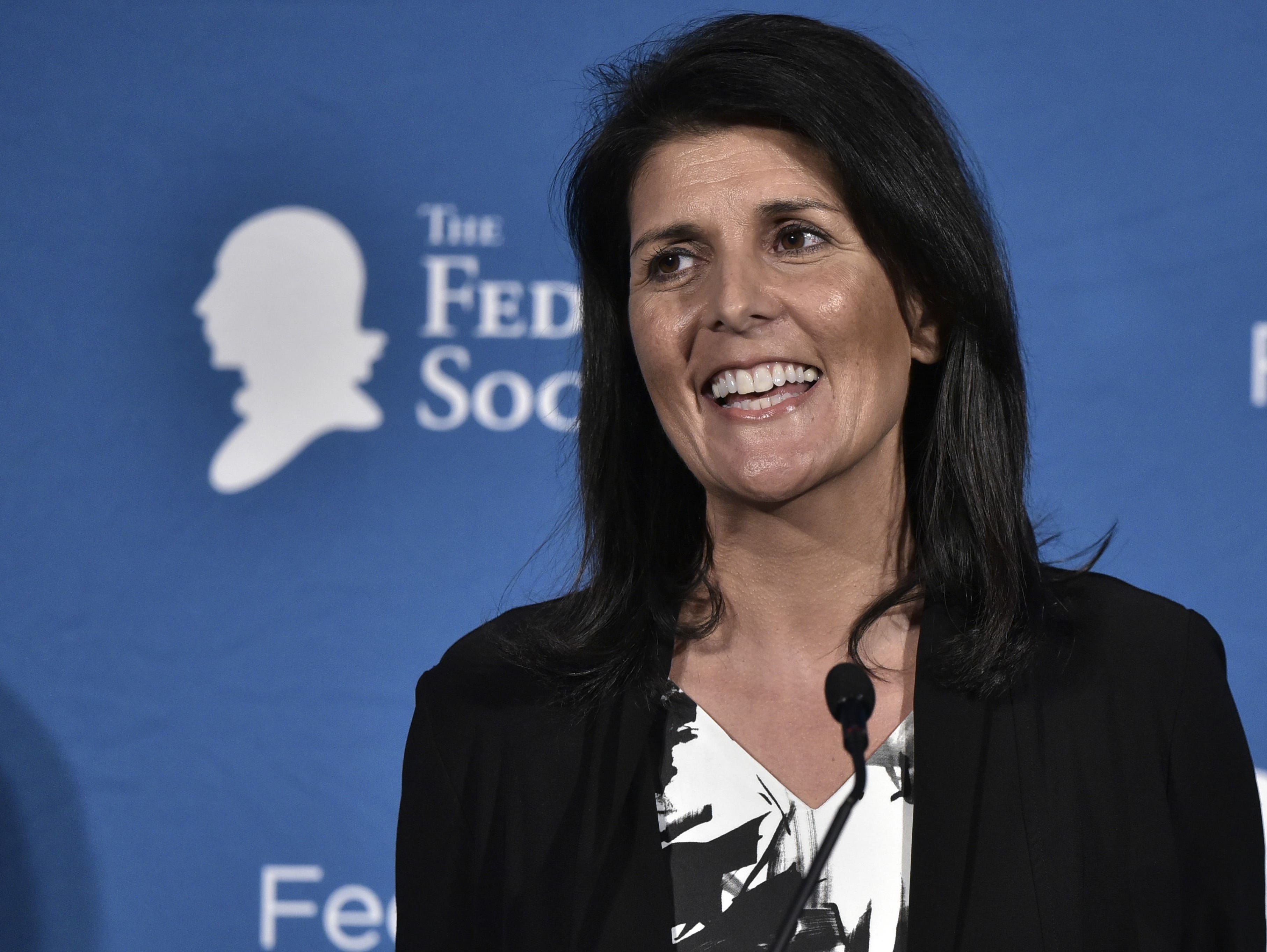 South Carolina Gov. Nikki Haley speaks during the 2016 National Lawyers Convention sponsored by the Federalist Society in Washington, D.C. on Nov. 18, 2016.