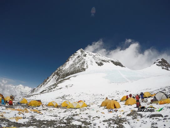 View of Mount Everest from camp four.