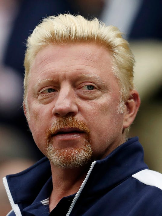 FILE - This is a June 29, 2016, file photo showing Boris Becker at the Wimbledon Tennis Championships in London. Becker has been declared bankrupt by a British court after he failed to pay a long-standing debt. (AP Photo/Ben Curtis, FIle)