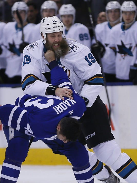 Nazem Kadri rips out part of Joe Thornton's beard during ...