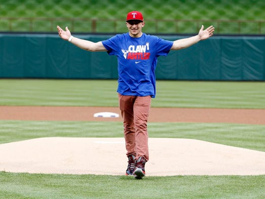 April 7, 2013: Johnny Manziel reacts after throwing