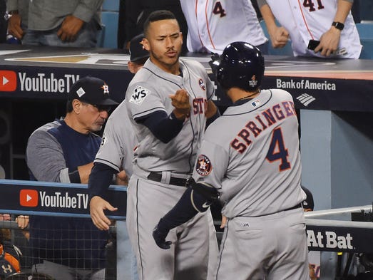 Game 6 at Dodger Stadium: George Springer and Carlos