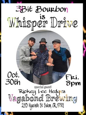 Catch a free, 21-and-older show with 3 Bit Bourbon as Whisper Drive 8 p.m. Friday, Oct. 30 at Vagabond Brewing, 2195 Hyacinth St. NE.