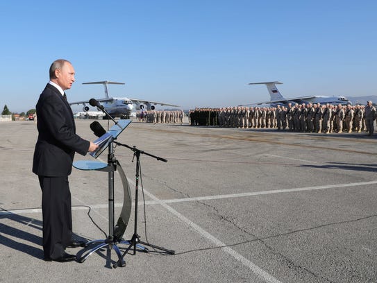 Russian President Vladimir Putin visits the Hmeimim