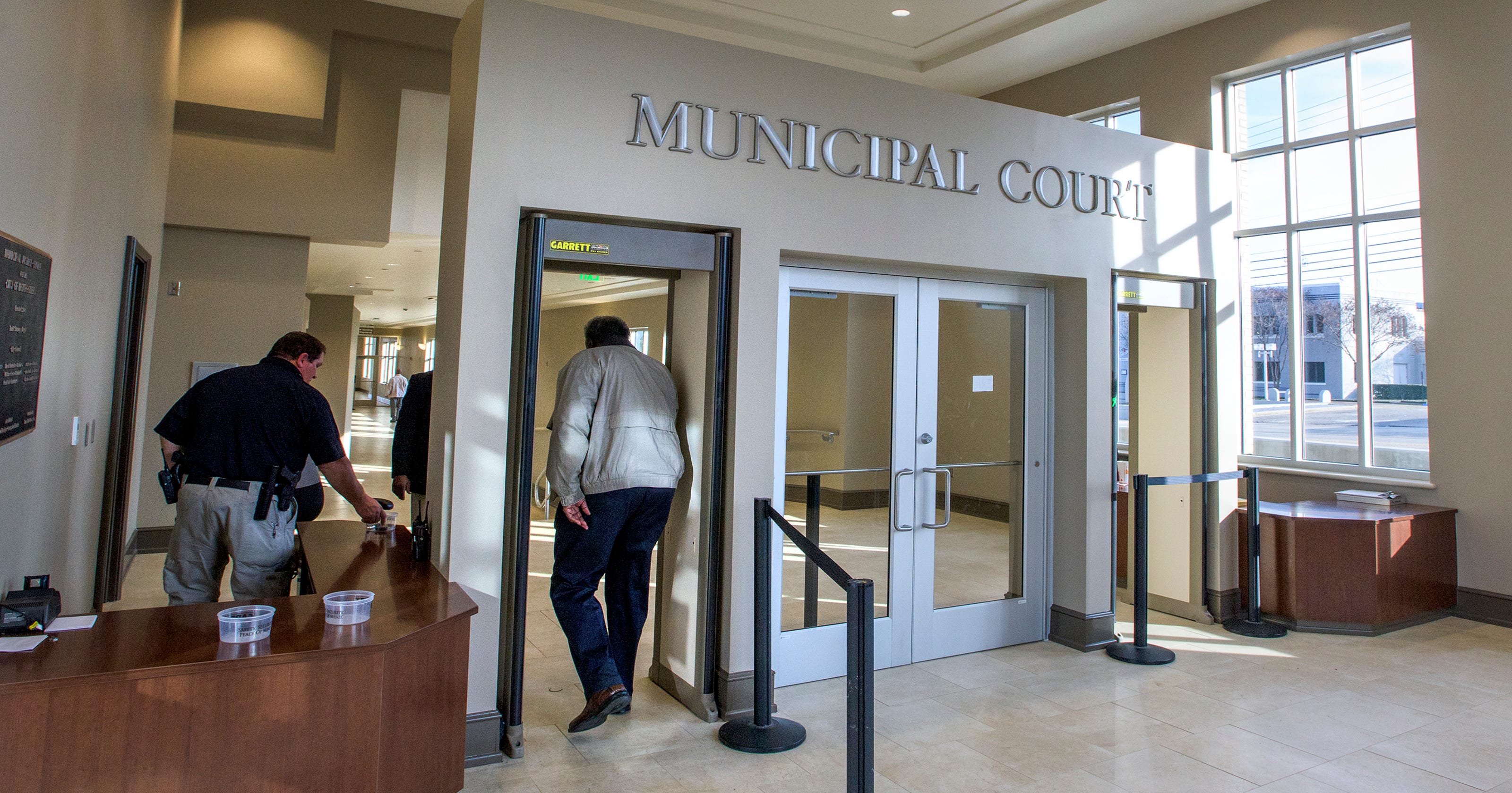 Inside the new municipal court building Inside the new municipal court building