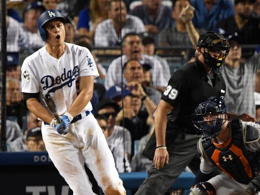 Game 2 at Dodger Stadium: Corey Seager watches his