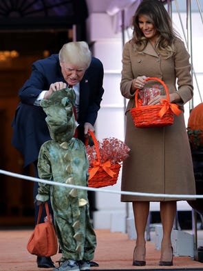 The first lady wore a Bottega Veneta coat in khaki