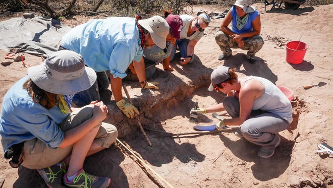 Anthropology students during field school at the Cottonwood Springs Pueblo.