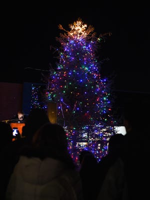 The moment the crowd has waited for has arrived, the tree at the Summit lights the sky in Canton.
