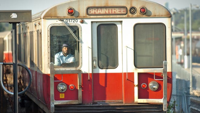 A Red Line train from Boston enters the Braintree station in this file photo.