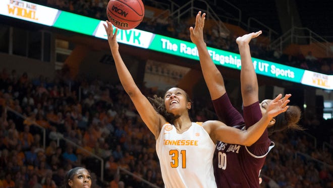 It's not a reach to say Tennessee's Jaime Nared (31) and the Lady Vols will travel a hard road during SEC women's basketball play this season.