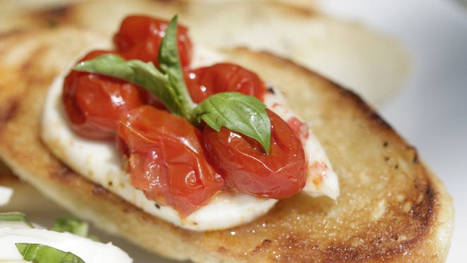 Caprese Crostini with Grilled Tomatoes.
