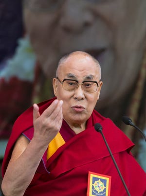 Tibetan spiritual leader the Dalai Lama speaks at an event marking the beginning of the 60th year of his exile in India, in Dharmsala, India, Saturday, March 31, 2018. The Dalai Lama thanked India for giving shelter to him and said Tibetans have turned their unfortunate circumstances into a path of enlightenment by reviving their spirit and influence wherever they are.