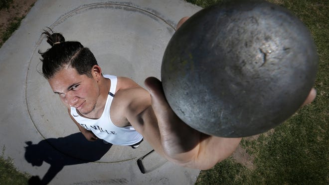 Joshua Hernandez of Del Valle High School will be throwing his weight around at the state track meet. Hernandez will try to better his fifth place finish last year. 