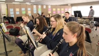 School of the Ozarks band students practice for the Mark Twain Conference Band Clinic held on the campus of College of the Ozarks.