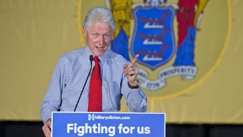President Bill Clinton stops at Edison High School to get out the vote for his wife Hillary. Edison, NJ Friday, May 27, 2016