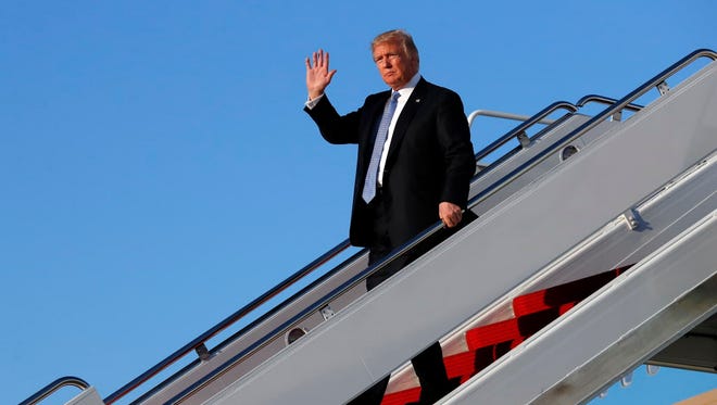 President Trump arrives Sept. 27, 2017, at Andrews Air Force Base, Md.