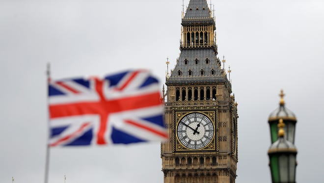 The British flag waves in front of Parliament's Big Ben in central London on March 29, 2017, when Britain formally began divorce proceedings from the European Union.
