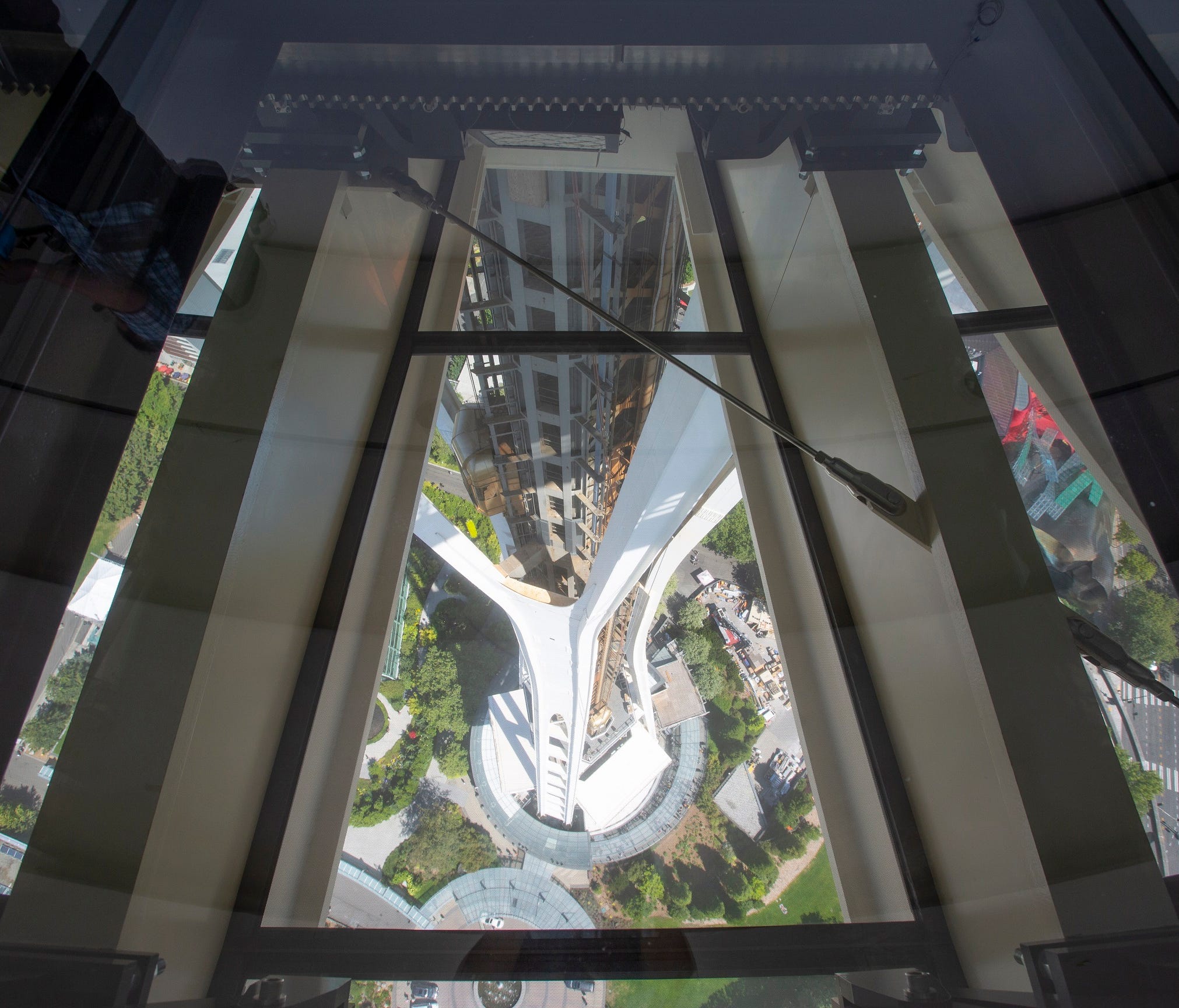 A view through the Space Needle's glass floor.