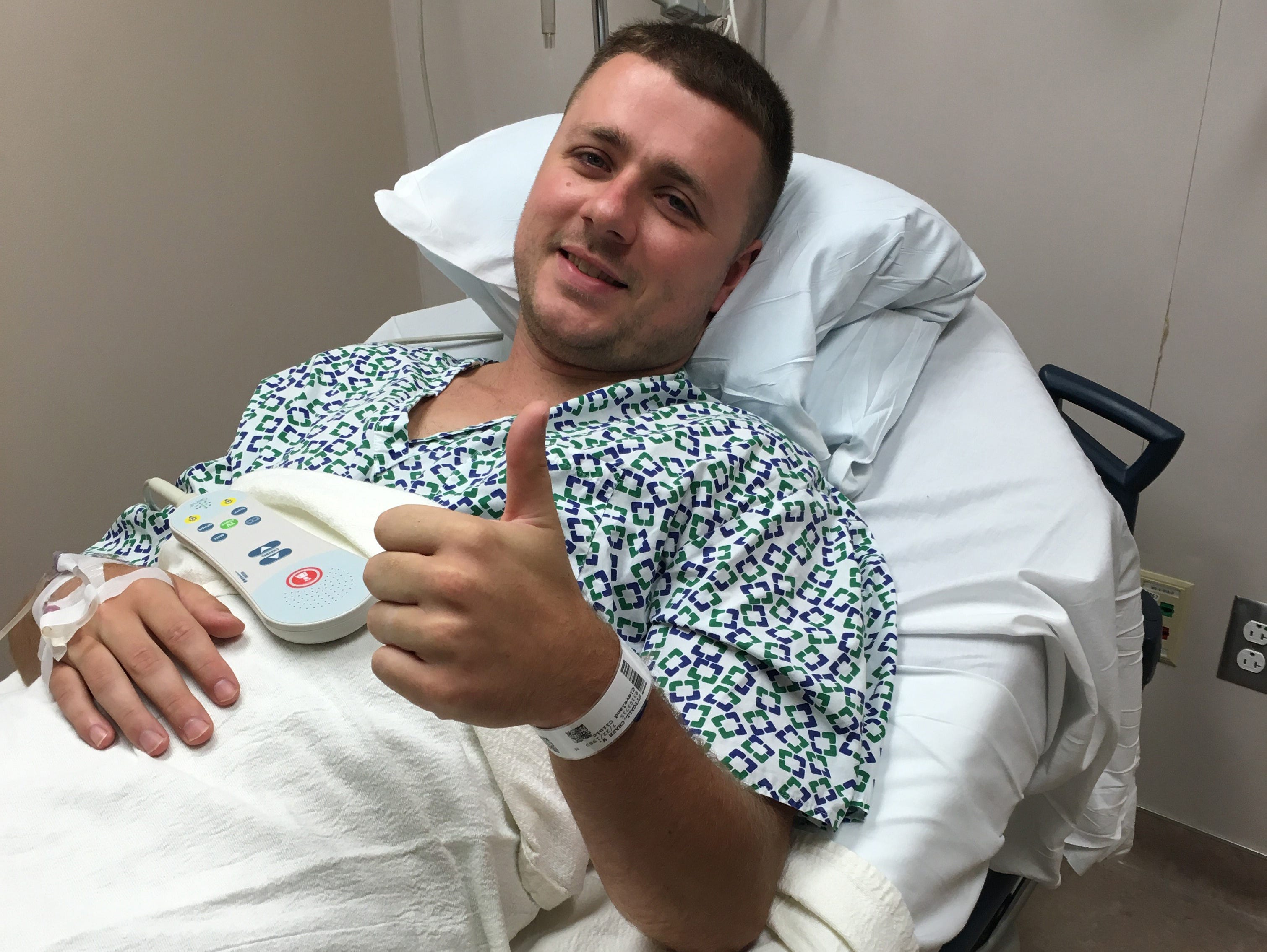 Stigall, shown here before surgery on April 9, 2016.