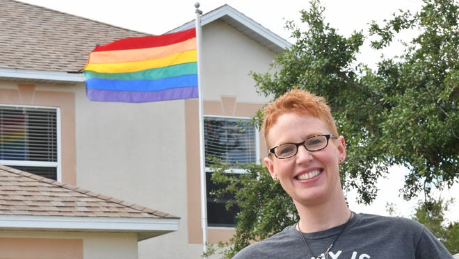 Rockledge resident Jenifer Raymond put up this gay pride rainbow flag about two years in the front yard of the home she rents.