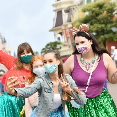 Disneyland Paris guests at the park's reopening la