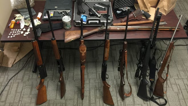 Weapons recovered during an arrest Saturday in Wayne County.