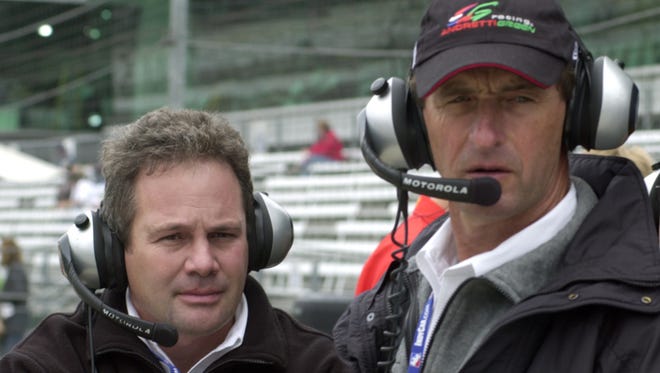 Kyle Moyer, shown here with Barry Green, has been with the same IndyCar team for more than 20 years.