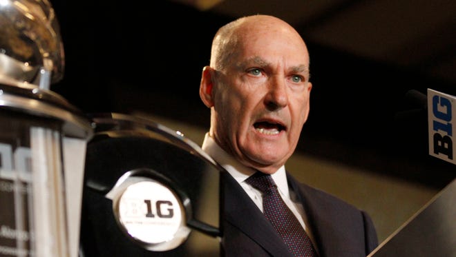 Jim Delany speaks to the media Tuesday in Chicago.
