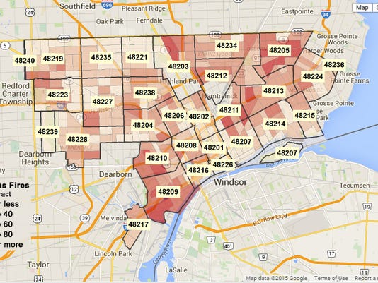 zip code map detroit Search Detroit S Arson Fires By Zip Code zip code map detroit