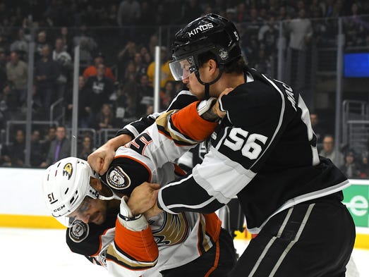 Nov. 25: Anaheim Ducks forward Mike Liambas (51) and