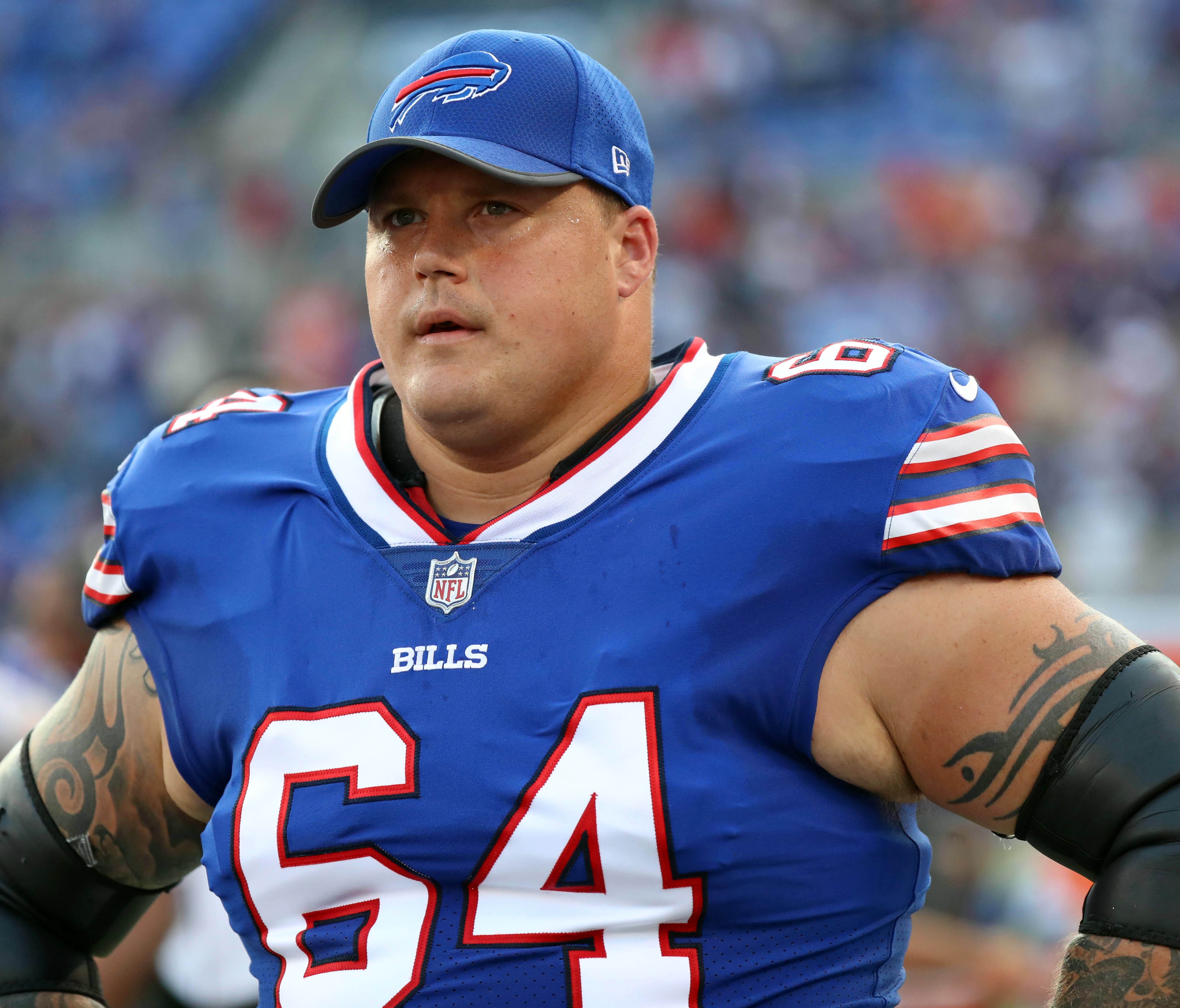 Buffalo Bills guard Richie Incognito (64) prior to the game against the Baltimore Ravens at M&T Bank Stadium.