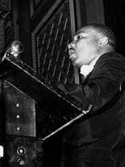 The Rev. Martin Luther King Jr. speaks in Cincinnati