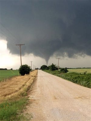 A tornado touches down in Cisco, Texas, on  Saturday, May 9, 2015.    One person was killed Saturday night and another left in critical condition after the tornado hit the rural farming and ranch area about 100 miles west of Ft. Worth.