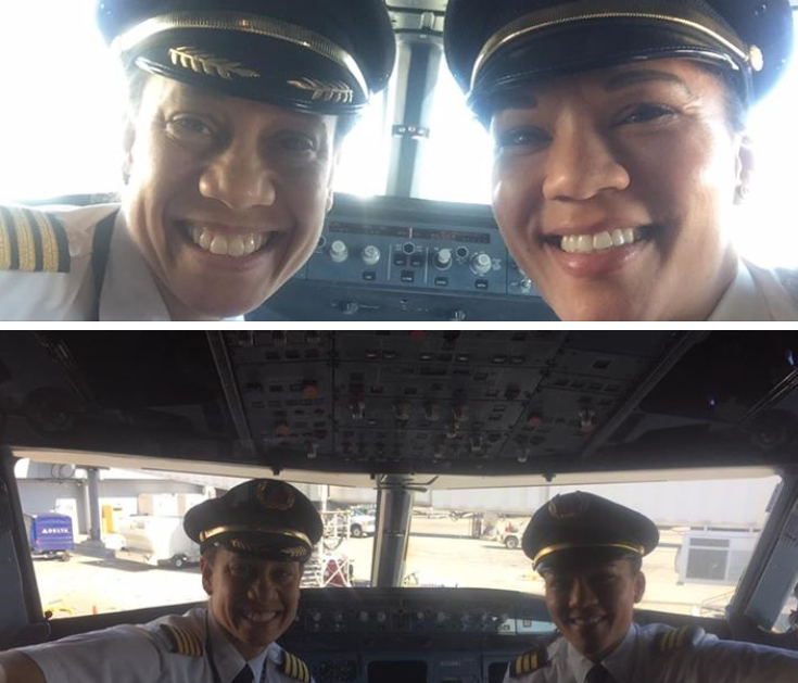 Delta First Officer Dawn Cook posted this picture to Facebook (shared via Delta) to commemorate her flight with Capt. Stephanie Johnson on Feb. 26, 2017.
