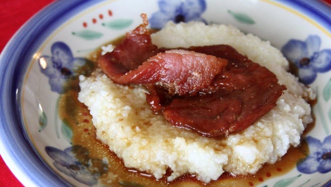Grits with Tripp Country Ham and Redeye Gravy