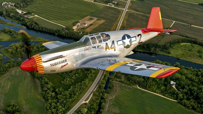 The WWII-era P-51C Mustang is the signature aircraft of the Tuskegee Airmen.