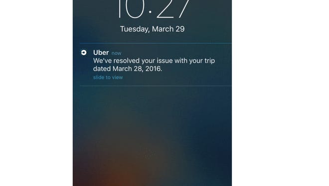 Uber help shows up on iPhone main screen