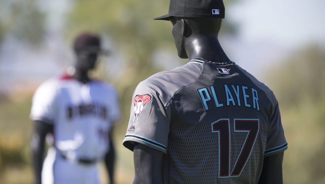 The new Diamondbacks uniforms on display during D-backs Celebrity Golf Classic, November 11, 2016, at Whirlwind Golf Club, 5692 W. North Loop Road, Chandler.