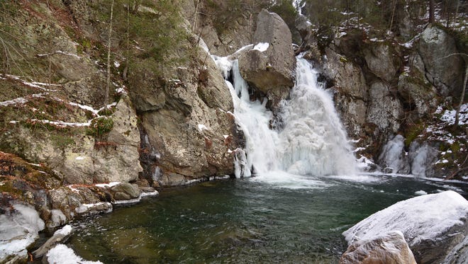 Bash Bish Falls looks, and sounds, different from summer to winter.