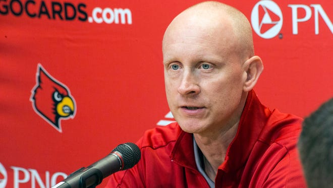 UofL mens basketball head coach Chris Mack introduced members of his coaching staff on Monday afternoon at the team's campus practice facility. 4/9/18