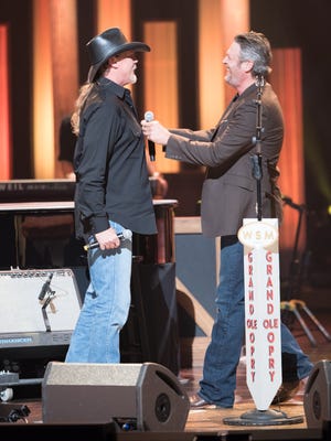 Trace Adkins and Blake Shelton performed on the Grand Ole Opry Sept. 12.