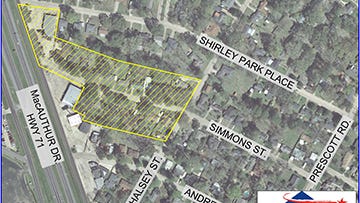 The yellow-shaded portion of this map shows the Simmons Street area under a water boil advisory.