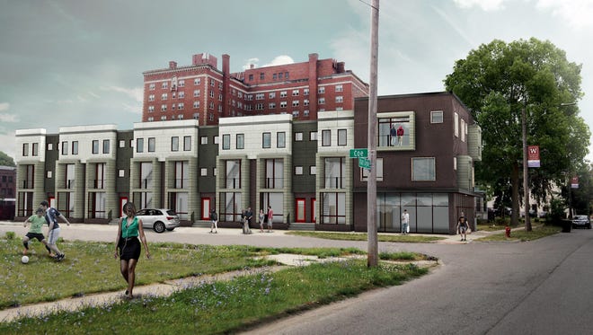 A rendering of a new, $3.8 million housing and retail project called The Coe at West Village, near the intersection of Van Dyke and Coe on Detroit's east side. Construction is set to start in November and wrap up in mid-September 2017.