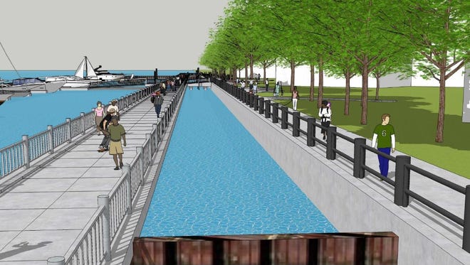 Detroit Riverwalk Link Features Path Over Water