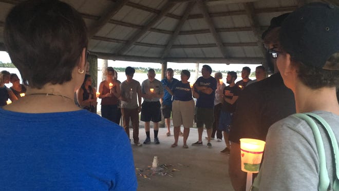 Carol Wendler speaks about her oldest son, Ryan Christopher Wendler, at a candlelight vigil held in his honor at Florida Gulf Coast University. Ryan Wendler, 20, died last week after his car was struck from behind while he was stopped at a red light in south Lee County.