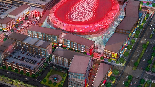 Rendering shows the future  new arena in Detroit that is currently under construction.