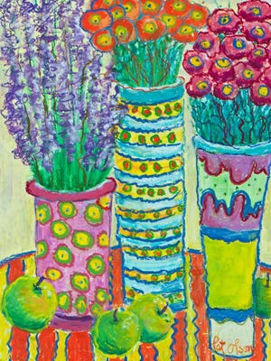 "Three Tall Vases" by Pat Olson, one of the artists taking part in the Sturgeon Bay Holiday Art Crawl on Nov. 21 and 22.