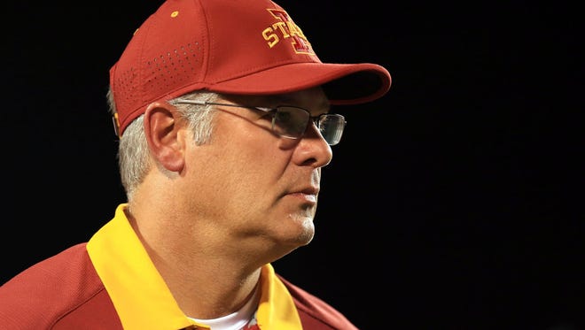 Iowa State State Cyclones head coach Paul Rhoads on the sidelines during the first quarter against the Toledo Rockets at Glass Bowl.