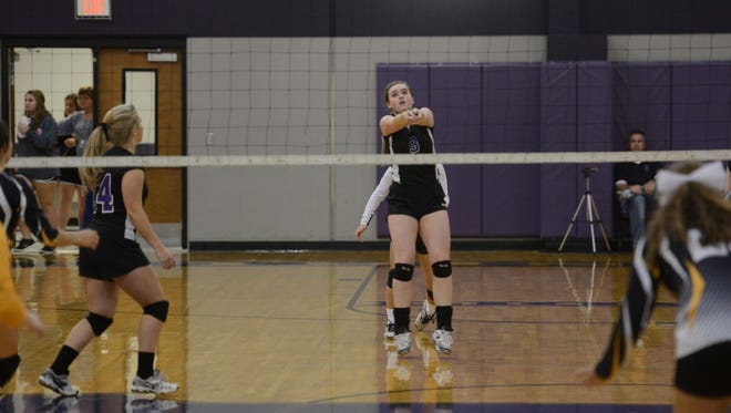 TCA senior Lauren Schmidt sets the ball in the Lady Lions' Class A sectional.